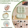 image:imageVINGLI Compact Small Desk Chair Cute Armless Chair with Wheels Vanity Chair with Low Back Height Adjustable Task Chair for Small Spaces Office Bedroom Make Up Room PU Leather Light GreyMint Green
