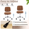 image:imageVINGLI Compact Small Desk Chair Cute Armless Chair with Wheels Vanity Chair with Low Back Height Adjustable Task Chair for Small Spaces Office Bedroom Make Up Room PU Leather Light GreyWarm Brown