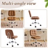 image:imageVINGLI Compact Small Desk Chair Cute Armless Chair with Wheels Vanity Chair with Low Back Height Adjustable Task Chair for Small Spaces Office Bedroom Make Up Room PU Leather Light GreyWarm Brown