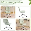 image:imageVINGLI Compact Small Desk Chair Cute Armless Chair with Wheels Vanity Chair with Low Back Height Adjustable Task Chair for Small Spaces Office Bedroom Make Up Room PU Leather Light GreyMint Green