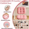 image:imageVINGLI Compact Small Desk Chair Cute Armless Chair with Wheels Vanity Chair with Low Back Height Adjustable Task Chair for Small Spaces Office Bedroom Make Up Room PU Leather Light GreyPink