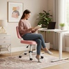 image:imageVINGLI Compact Small Desk Chair Cute Armless Chair with Wheels Vanity Chair with Low Back Height Adjustable Task Chair for Small Spaces Office Bedroom Make Up Room PU Leather Light GreyPink