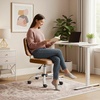 image:imageVINGLI Compact Small Desk Chair Cute Armless Chair with Wheels Vanity Chair with Low Back Height Adjustable Task Chair for Small Spaces Office Bedroom Make Up Room PU Leather Light GreyWarm Brown
