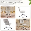 image:imageVINGLI Compact Small Desk Chair Cute Armless Chair with Wheels Vanity Chair with Low Back Height Adjustable Task Chair for Small Spaces Office Bedroom Make Up Room PU Leather Light GreyLight Grey