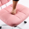 image:imageVINGLI Compact Small Desk Chair Cute Armless Chair with Wheels Vanity Chair with Low Back Height Adjustable Task Chair for Small Spaces Office Bedroom Make Up Room PU Leather Light GreyPink