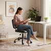 image:imageVINGLI Compact Small Desk Chair Cute Armless Chair with Wheels Vanity Chair with Low Back Height Adjustable Task Chair for Small Spaces Office Bedroom Make Up Room PU Leather Light GreyBlack