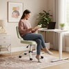 image:imageVINGLI Compact Small Desk Chair Cute Armless Chair with Wheels Vanity Chair with Low Back Height Adjustable Task Chair for Small Spaces Office Bedroom Make Up Room PU Leather Light GreyMint Green