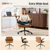image:imageVINGLI Criss Cross Chair with Adjustable FlipUp ArmsCross Legged Chair with Wheels Extra Wide Office ChairComfortable Desk Chair for Home Office Vanity Bedroom PU LeatherIvory WhiteClay