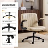 image:imageVINGLI Criss Cross Chair with Adjustable FlipUp ArmsCross Legged Chair with Wheels Extra Wide Office ChairComfortable Desk Chair for Home Office Vanity Bedroom PU LeatherIvory WhiteIvory White