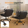 image:imageVINGLI Criss Cross Chair with Adjustable FlipUp ArmsCross Legged Chair with Wheels Extra Wide Office ChairComfortable Desk Chair for Home Office Vanity Bedroom PU LeatherIvory WhiteBlack
