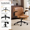 image:imageVINGLI Criss Cross Chair with Adjustable FlipUp ArmsCross Legged Chair with Wheels Extra Wide Office ChairComfortable Desk Chair for Home Office Vanity Bedroom PU LeatherIvory WhiteClay