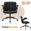 image:imageVINGLI Criss Cross Chair with Adjustable FlipUp ArmsCross Legged Chair with Wheels Extra Wide Office ChairComfortable Desk Chair for Home Office Vanity Bedroom PU LeatherIvory WhiteBlack