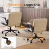image:imageVINGLI Criss Cross Chair with Adjustable FlipUp ArmsCross Legged Chair with Wheels Extra Wide Office ChairComfortable Desk Chair for Home Office Vanity Bedroom PU LeatherIvory WhiteIvory White
