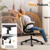 image:imageVINGLI Criss Cross Chair with Adjustable FlipUp ArmsCross Legged Chair with Wheels Extra Wide Office ChairComfortable Desk Chair for Home Office Vanity Bedroom PU LeatherIvory WhiteIvory White