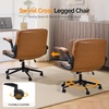 image:imageVINGLI Criss Cross Chair with Adjustable FlipUp ArmsCross Legged Chair with Wheels Extra Wide Office ChairComfortable Desk Chair for Home Office Vanity Bedroom PU LeatherIvory WhiteClay