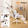 image:imageVINGLI Criss Cross Chair with Adjustable FlipUp ArmsCross Legged Chair with WheelsExtra Wide Office ChairDesk Chair for Home OfficeVanityBedroom ApartmentStarry ChenilleDark GreyPink