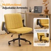 image:imageVINGLI Criss Cross Chair with Adjustable FlipUp ArmsCross Legged Chair with WheelsExtra Wide Office ChairDesk Chair for Home OfficeVanityBedroom ApartmentStarry ChenilleDark GreyPale Yellow