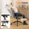 image:imageVINGLI Criss Cross Chair with Adjustable FlipUp ArmsCross Legged Chair with WheelsExtra Wide Office ChairDesk Chair for Home OfficeVanityBedroom ApartmentStarry ChenilleDark GreyDark Grey