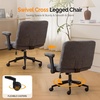 image:imageVINGLI Criss Cross Chair with Adjustable FlipUp ArmsCross Legged Chair with WheelsExtra Wide Office ChairDesk Chair for Home OfficeVanityBedroom ApartmentStarry ChenilleDark GreyDark Grey