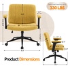 image:imageVINGLI Criss Cross Chair with Adjustable FlipUp ArmsCross Legged Chair with WheelsExtra Wide Office ChairDesk Chair for Home OfficeVanityBedroom ApartmentStarry ChenilleDark GreyPale Yellow