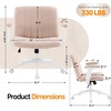image:imageVINGLI Criss Cross Chair with Adjustable FlipUp ArmsCross Legged Chair with WheelsExtra Wide Office ChairDesk Chair for Home OfficeVanityBedroom ApartmentStarry ChenilleDark GreyPink