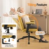 image:imageVINGLI Criss Cross Chair with Adjustable FlipUp ArmsCross Legged Chair with WheelsExtra Wide Office ChairDesk Chair for Home OfficeVanityBedroom ApartmentStarry ChenilleDark GreyPale Yellow