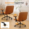 image:imageVINGLI Criss Cross Chair with Adjustable FlipUp ArmsCross Legged Chair with WheelsExtra Wide Office ChairDesk Chair for Home OfficeVanityBedroom ApartmentStarry ChenilleDark GreyBurnt Orange