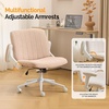 image:imageVINGLI Criss Cross Chair with Adjustable FlipUp ArmsCross Legged Chair with WheelsExtra Wide Office ChairDesk Chair for Home OfficeVanityBedroom ApartmentStarry ChenilleDark GreyPink