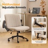 image:imageVINGLI Criss Cross Chair with Adjustable FlipUp ArmsCross Legged Chair with WheelsExtra Wide Office ChairDesk Chair for Home OfficeVanityBedroom ApartmentStarry ChenilleDark GreyKhaki