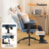 image:imageVINGLI Criss Cross Chair with Adjustable FlipUp ArmsCross Legged Chair with WheelsExtra Wide Office ChairDesk Chair for Home OfficeVanityBedroom ApartmentStarry ChenilleDark GreyNavy Blue