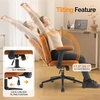 image:imageVINGLI Criss Cross Chair with Adjustable FlipUp ArmsCross Legged Chair with WheelsExtra Wide Office ChairDesk Chair for Home OfficeVanityBedroom ApartmentStarry ChenilleDark GreyBurnt Orange