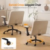 image:imageVINGLI Criss Cross Chair with Adjustable FlipUp ArmsCross Legged Chair with WheelsExtra Wide Office ChairDesk Chair for Home OfficeVanityBedroom ApartmentStarry ChenilleDark GreyKhaki