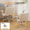 image:imageVINGLI Criss Cross Chair with Adjustable FlipUp ArmsCross Legged Chair with WheelsExtra Wide Office ChairDesk Chair for Home OfficeVanityBedroom ApartmentStarry ChenilleDark GreyWhite