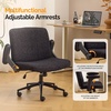 image:imageVINGLI Criss Cross Chair with Adjustable FlipUp ArmsCross Legged Chair with WheelsExtra Wide Office ChairDesk Chair for Home OfficeVanityBedroom ApartmentStarry ChenilleDark GreyBlack