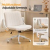 image:imageVINGLI Criss Cross Chair with Adjustable FlipUp ArmsCross Legged Chair with WheelsExtra Wide Office ChairDesk Chair for Home OfficeVanityBedroom ApartmentStarry ChenilleDark GreyWhite