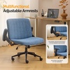 image:imageVINGLI Criss Cross Chair with Adjustable FlipUp ArmsCross Legged Chair with WheelsExtra Wide Office ChairDesk Chair for Home OfficeVanityBedroom ApartmentStarry ChenilleDark GreyNavy Blue