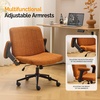 image:imageVINGLI Criss Cross Chair with Adjustable FlipUp ArmsCross Legged Chair with WheelsExtra Wide Office ChairDesk Chair for Home OfficeVanityBedroom ApartmentStarry ChenilleDark GreyBurnt Orange