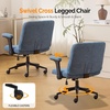 image:imageVINGLI Criss Cross Chair with Adjustable FlipUp ArmsCross Legged Chair with WheelsExtra Wide Office ChairDesk Chair for Home OfficeVanityBedroom ApartmentStarry ChenilleDark GreyNavy Blue