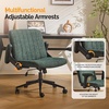image:imageVINGLI Criss Cross Chair with Adjustable FlipUp ArmsCross Legged Chair with WheelsExtra Wide Office ChairDesk Chair for Home OfficeVanityBedroom ApartmentStarry ChenilleDark GreyDark Green