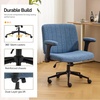 image:imageVINGLI Criss Cross Chair with Adjustable FlipUp ArmsCross Legged Chair with WheelsExtra Wide Office ChairDesk Chair for Home OfficeVanityBedroom ApartmentStarry ChenilleDark GreyNavy Blue