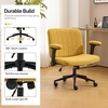 image:imageVINGLI Criss Cross Chair with Adjustable FlipUp ArmsCross Legged Chair with WheelsExtra Wide Office ChairDesk Chair for Home OfficeVanityBedroom ApartmentStarry ChenilleDark GreyPale Yellow