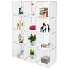 image:imageVINGLI Cube Storage 12 Cubes Organizer Shelves Plastic Book Shelf DIY Modular Storage Cube Organizer wHammer for Bedroom Living Room Office  Translucent White58x 14x 70