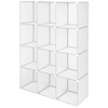 image:imageVINGLI Cube Storage 12 Cubes Organizer Shelves Plastic Book Shelf DIY Modular Storage Cube Organizer wHammer for Bedroom Living Room Office  Translucent White58x 14x 70