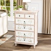 image:imageVINGLI Dresser Wood Chest of Drawers for Bedroom Tall Dresser 6 Drawer Chest Boho Wooden Dressers with Drawers and Solid Wood Legs Rustic Washed White