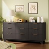 image:imageVINGLI Fluted Dresser for Bedroom 6 Drawer Dresser wRounded Edges Mid Century Modern Dressers Natural Wood Color 468 W156 D31 HBlack