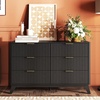 image:imageVINGLI Fluted Dresser for Bedroom 6 Drawer Dresser wRounded Edges Mid Century Modern Dressers Natural Wood Color 468 W156 D31 HBlack
