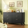 image:imageVINGLI Fluted Dresser for Bedroom 6 Drawer Dresser wRounded Edges Mid Century Modern Dressers Natural Wood Color 468 W156 D31 HBlack