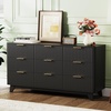 image:imageVINGLI Fluted Dresser for Bedroom 6 Drawer Dresser wRounded Edges Mid Century Modern Dressers Natural Wood Color 468 W156 D31 HBlack