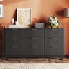 image:imageVINGLI Fluted Dresser for Bedroom 6 Drawer Dresser wRounded Edges Mid Century Modern Dressers Natural Wood Color 468 W156 D31 HBlack