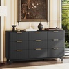 image:imageVINGLI Fluted Dresser for Bedroom 6 Drawer Dresser wRounded Edges Mid Century Modern Dressers Natural Wood Color 468 W156 D31 HBlack
